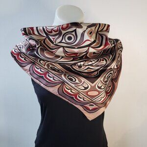 Indigenous Inuit First Nations scarf 27"x27" SKEMO Eleanor Paine Indian Sunface